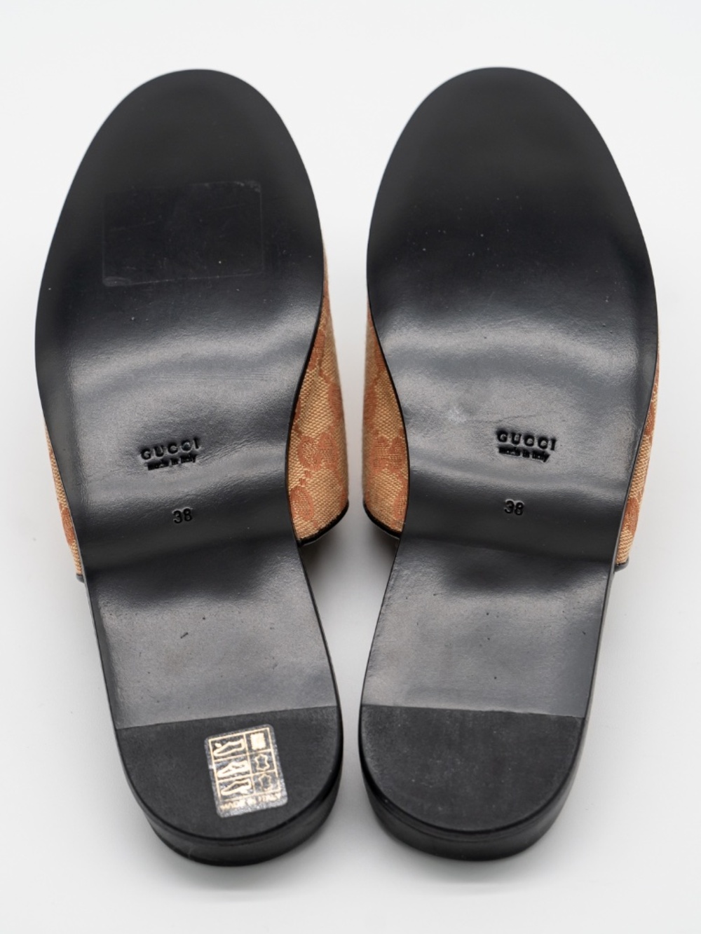 size 38G 8 US Gucci LA Angels Slippers Slides Mules GG Travel Beige Brown - Picture 6 of 15